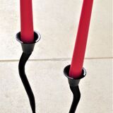 Bougeoir double en fer forgé avec bougies