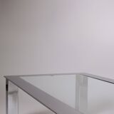C. 1975 - Table basse moderniste en acier chromé et verre - France/Belgique