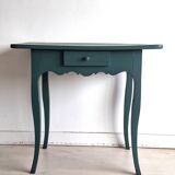 Antique Gustavian-style table painted in dark green with a drawer.