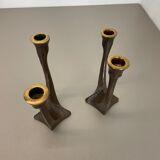 set of 2 Midcentury Brutalist Bronze Candleholder, Michael Harjes, Germany 1960s