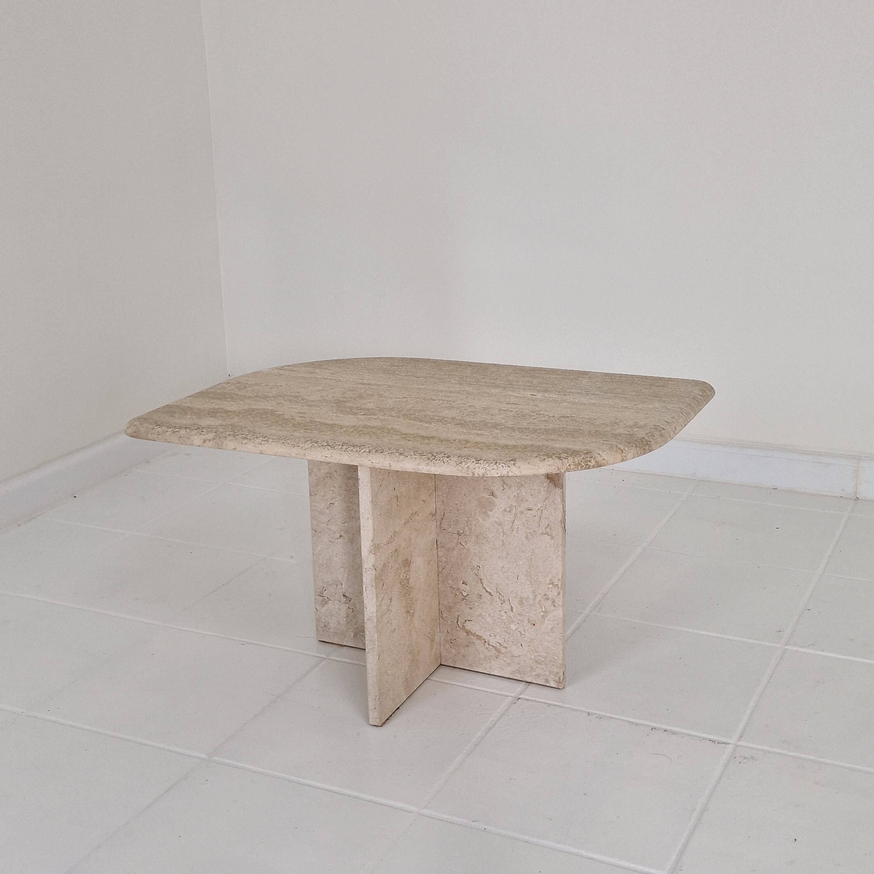 Travertine Coffee or Side Table in Teardrop Shape, Italy 1980s