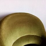 Fauteuil crapaud en velours vert art déco