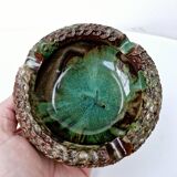 Empty Ashtray Pocket Cup Vintage Ceramic AC Pottery Blue Gradients