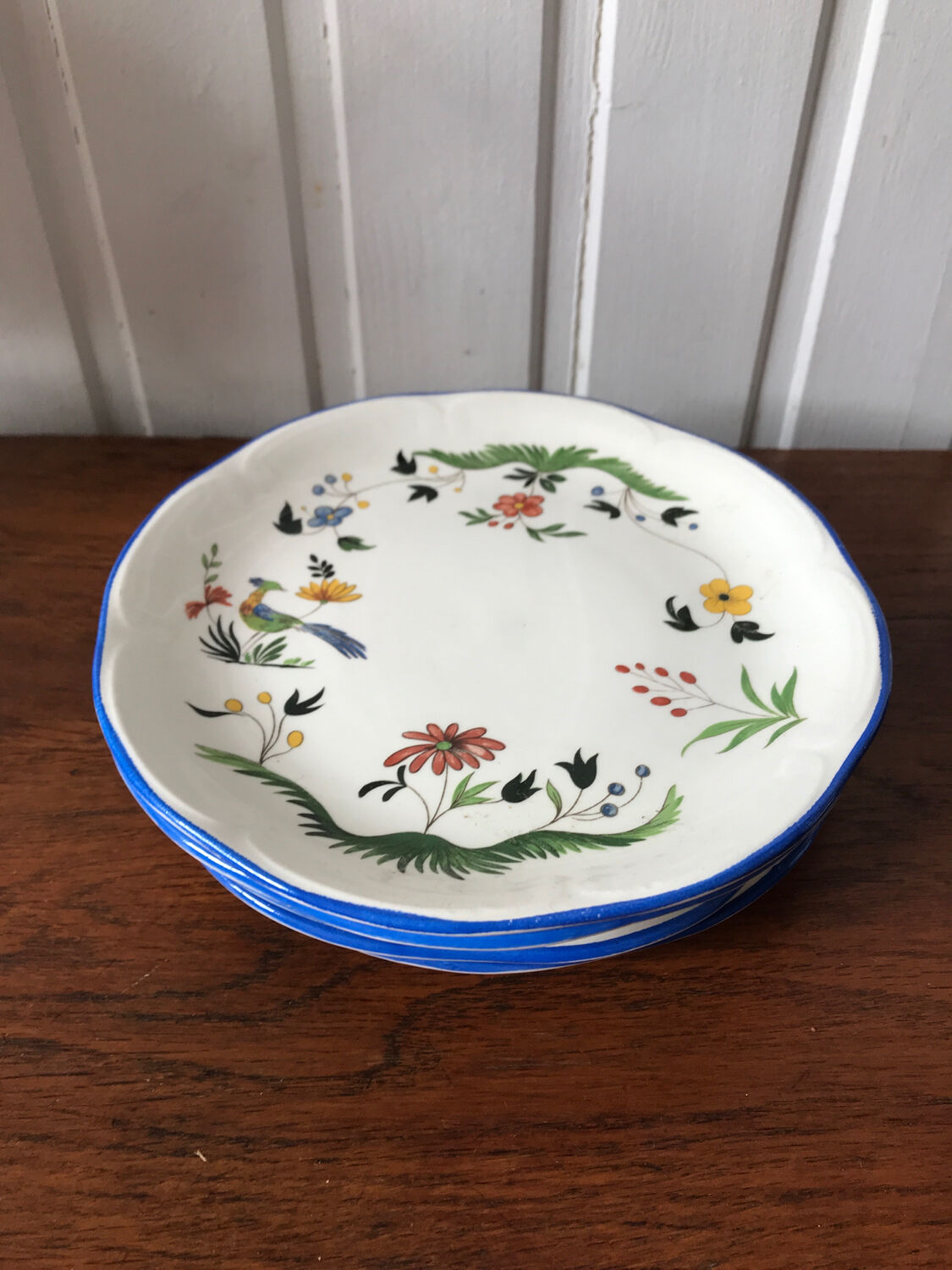 Lot dessert plates Birds of Pardadis Gien