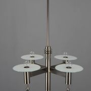 Machine Age Nickel-Plated 4-Flamming Chandelier, 1920s