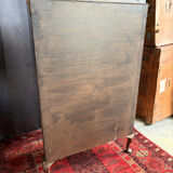 Antique English wooden display cabinet - Curved legs & 3 shelves