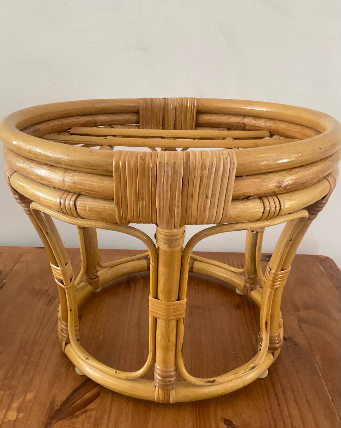 Vintage rattan ottoman from the 70s