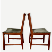 Pair of Scandinavian teak and velvet chairs from the 1960s.