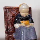 Pair of HB Quimper bookends by Berthe Savigny seated children