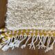Berber carpet béni ouarain modern white with abstract patterns mustard yellow and blue majorelle