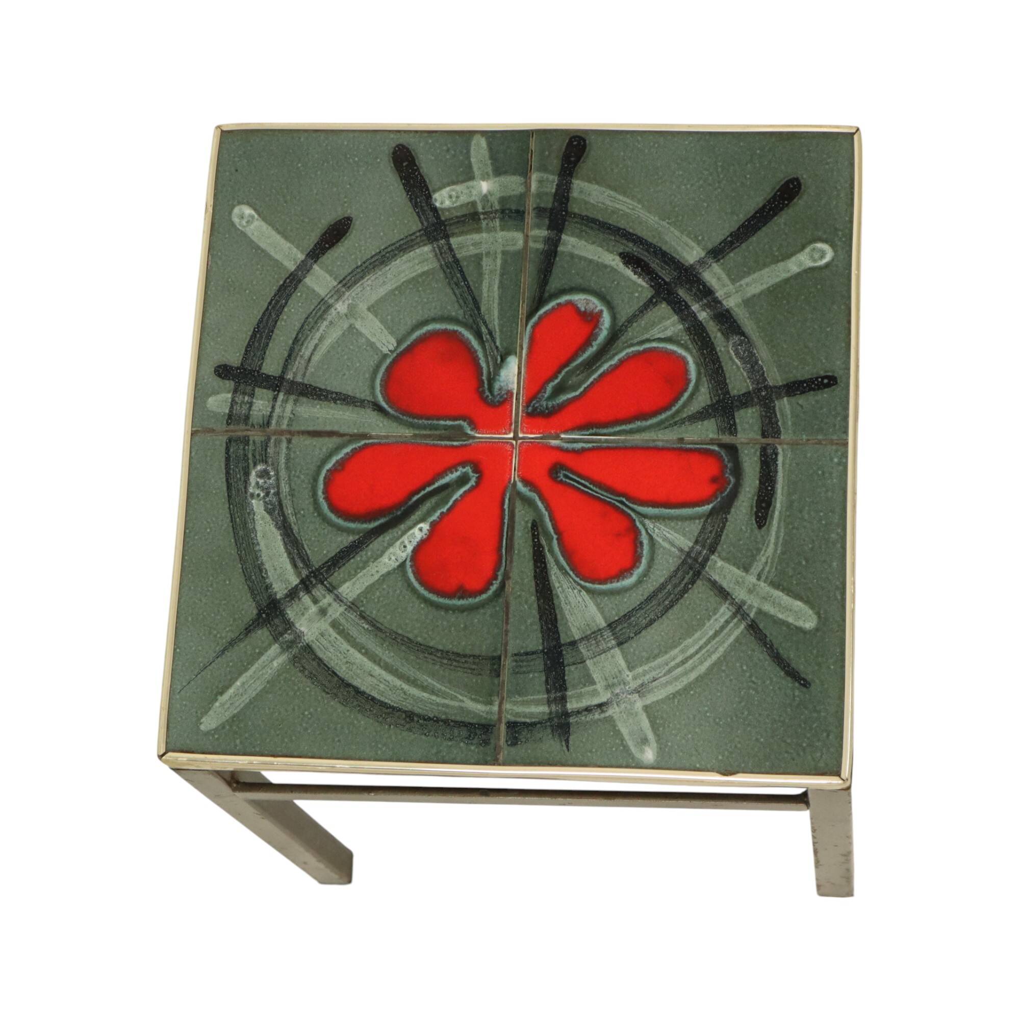 Vintage Square Ceramic Plant Table Tile Table Sixties