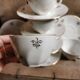 Vintage porcelain cups, white & gold