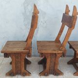 Set of table and 4 mountain chairs in solid oak