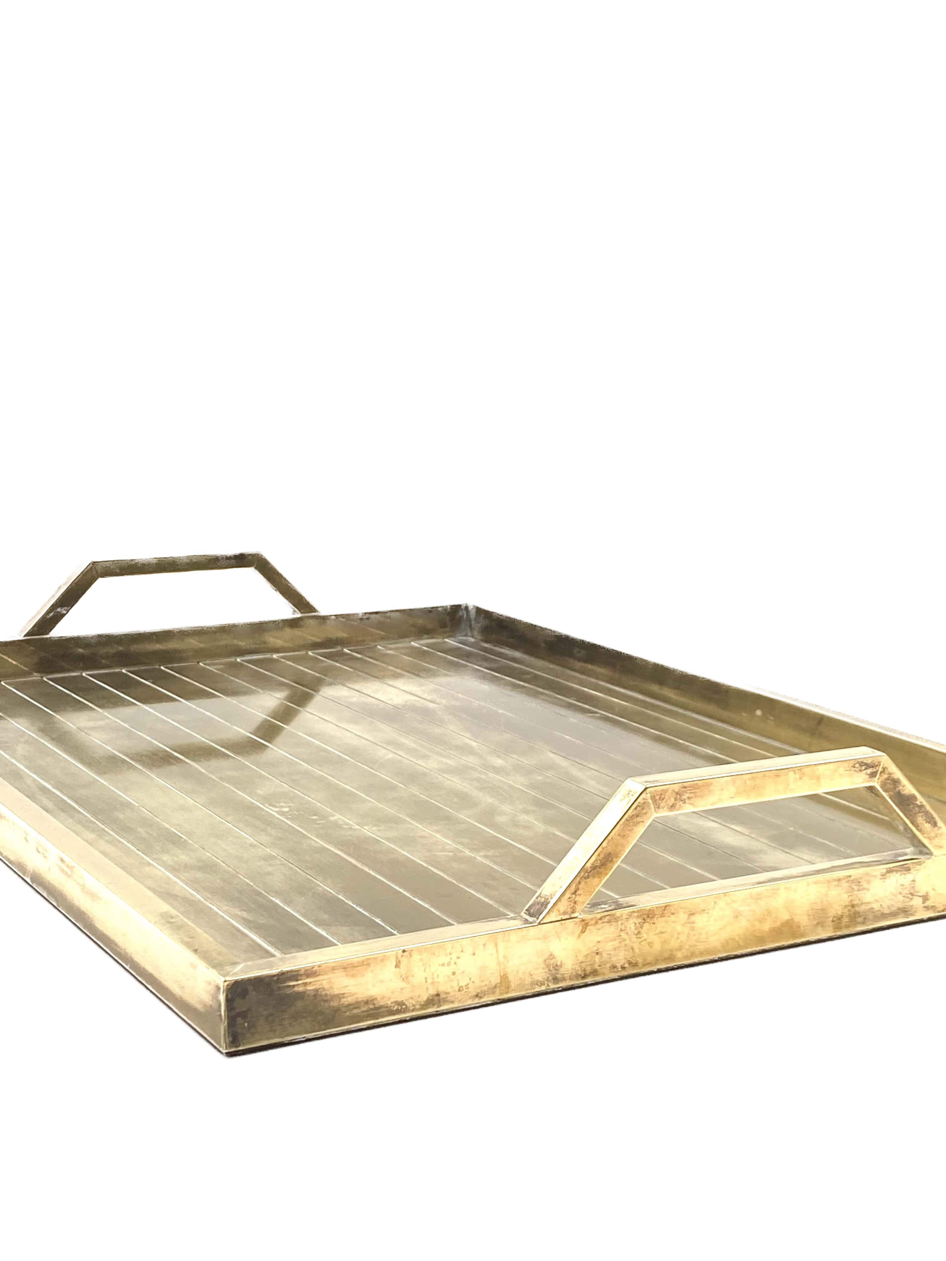 Hollywood regency brass tray, Italy 1970s
