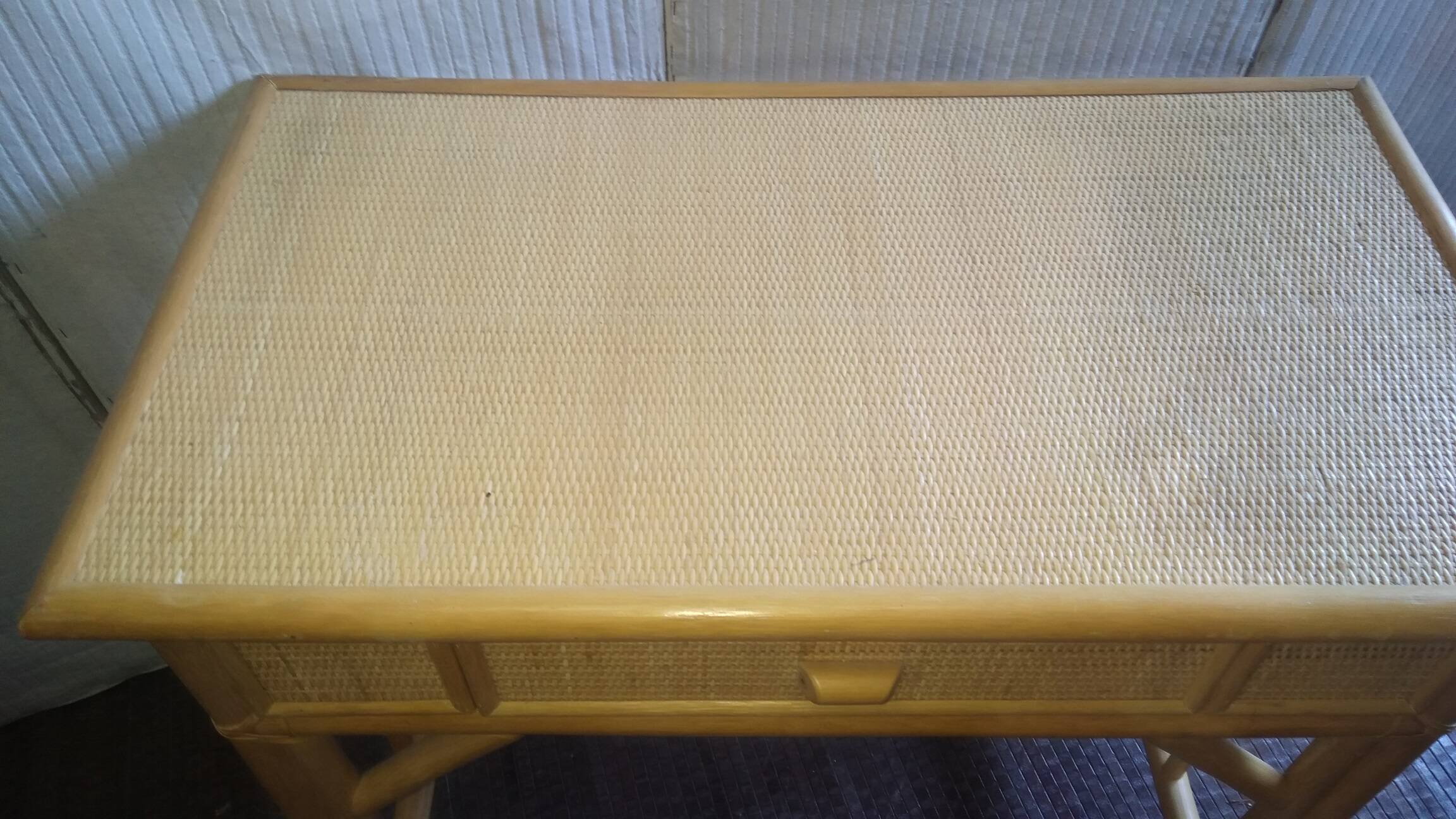 Rattan and bamboo desk or console