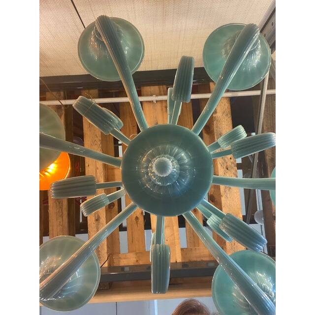 Italian Light Blue Murano Style Glass Chandelier