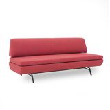 Red fabric sofa bed, 1960s
