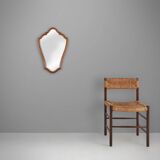 Miroir français en bois sculpté avec cadre doublé, années 1950