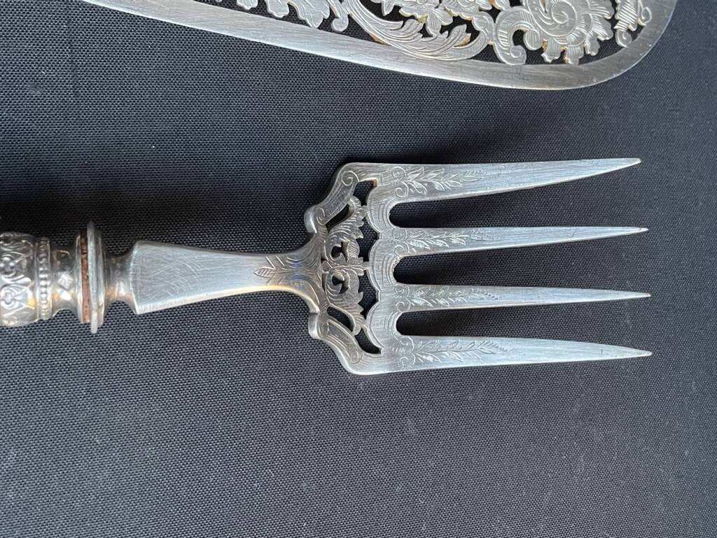 Fish serving cutlery – Silver Head of Minerva