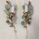 Paire d'appliques fleurs en métal peint, vintage, années 50