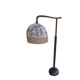Wooden floor lamp with fabric shade, early 20th century