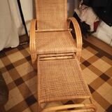 Wicker rattan chaise longue