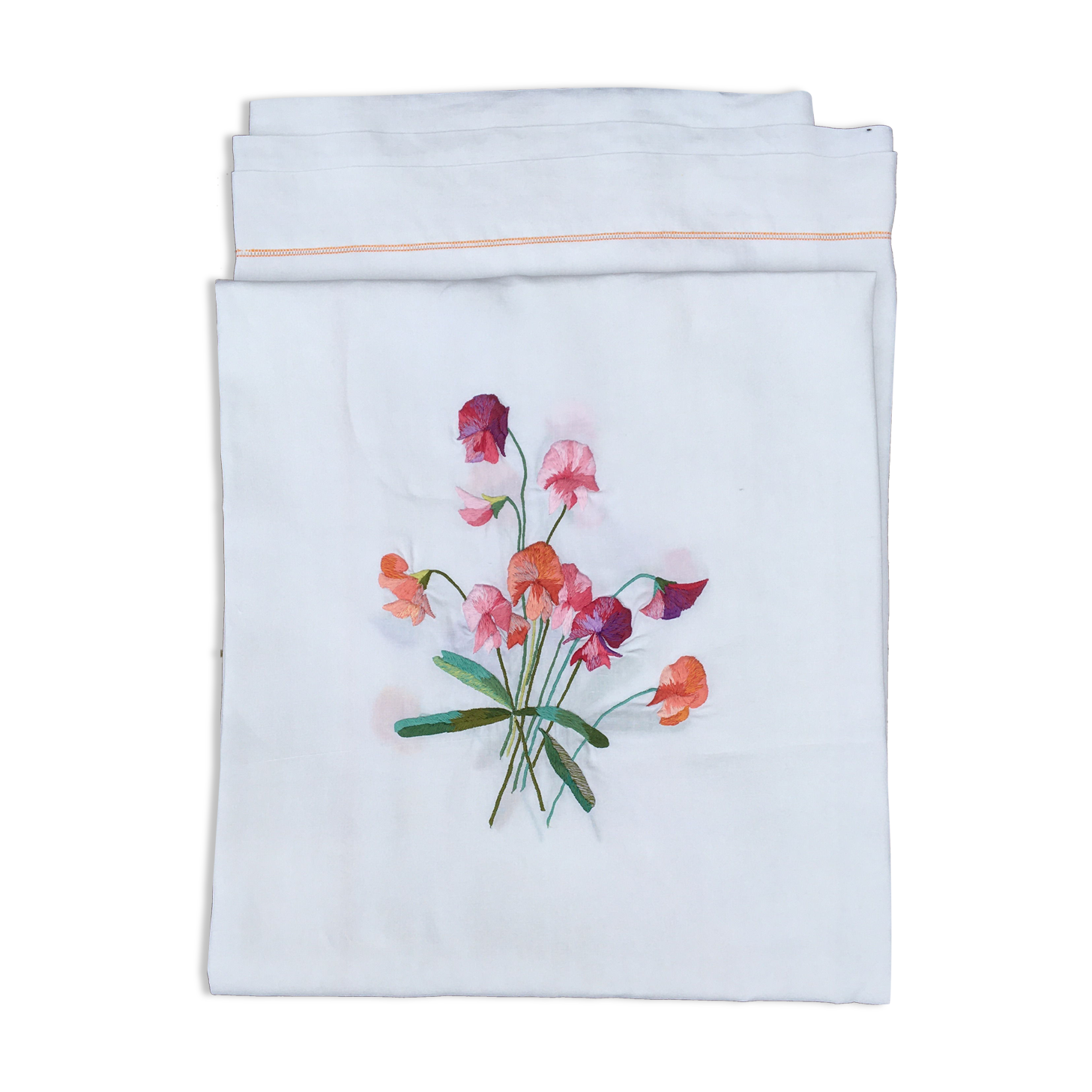 Rectangular tablecloth 160 x 240cm embroidered flowers "sweet peas"