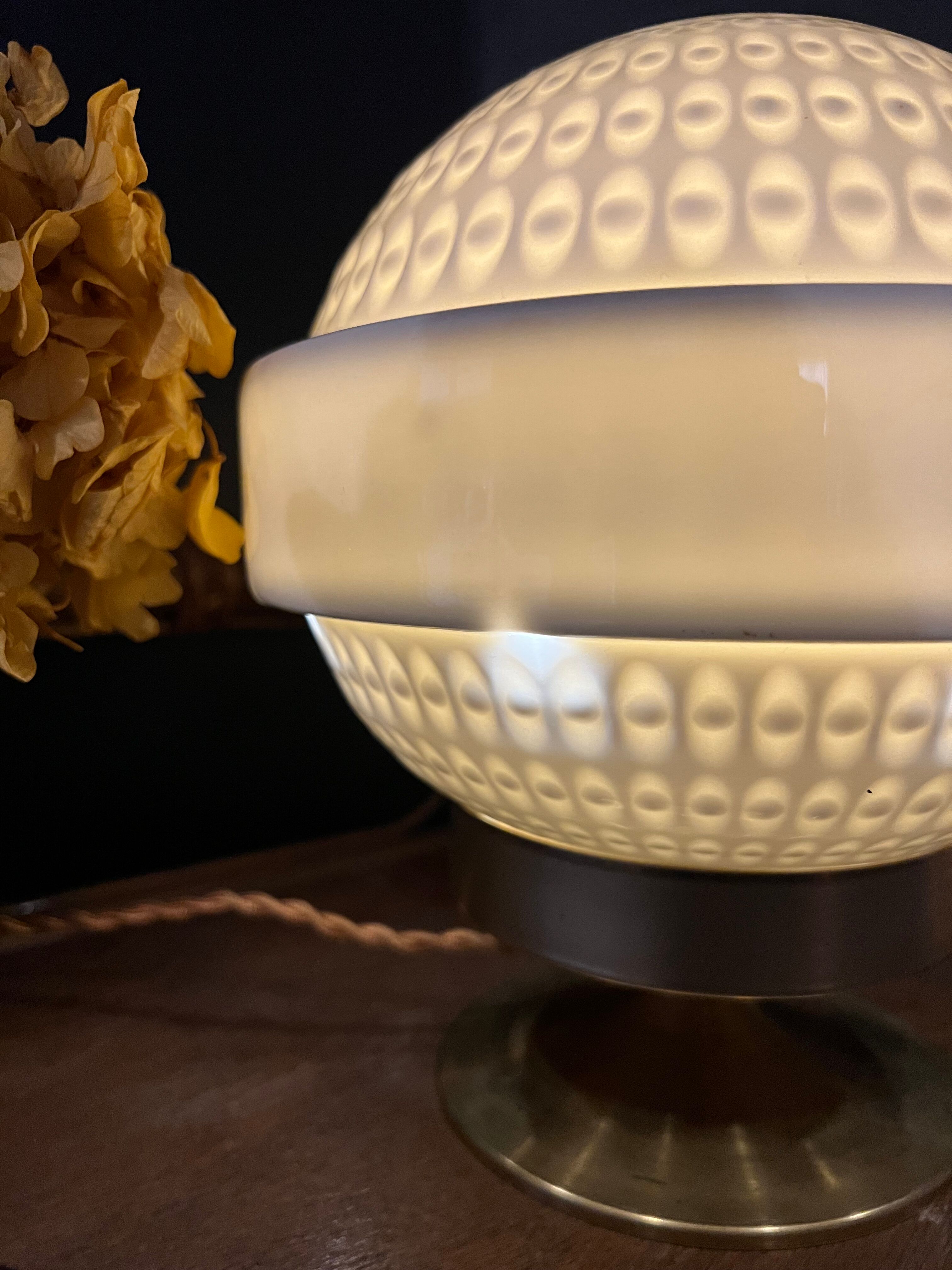 Vintage table lamp large porcelain globe Bernardaud Limoges J.J Prolongeau - Circa 1960