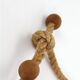 Round mid-century wall mirror / beech / sisal / Danish modern design / 1970s