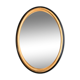 Miroir ovale en bois et glace biseauté - 88 cm par 63 cm