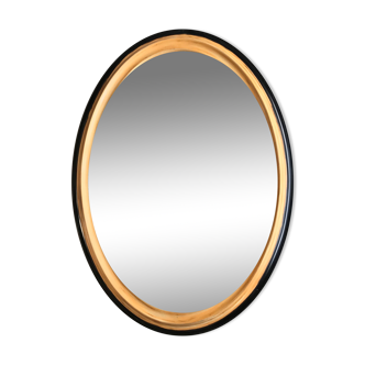 Miroir ovale en bois et glace biseauté - 88 cm par 63 cm