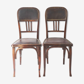 Two Baumann Bistrot chairs circa 1912 coated canvas