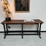 Old workbench with cast iron base, 1950s