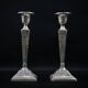 Pair of Neoclassical Victorian Silver Plated Candlesticks