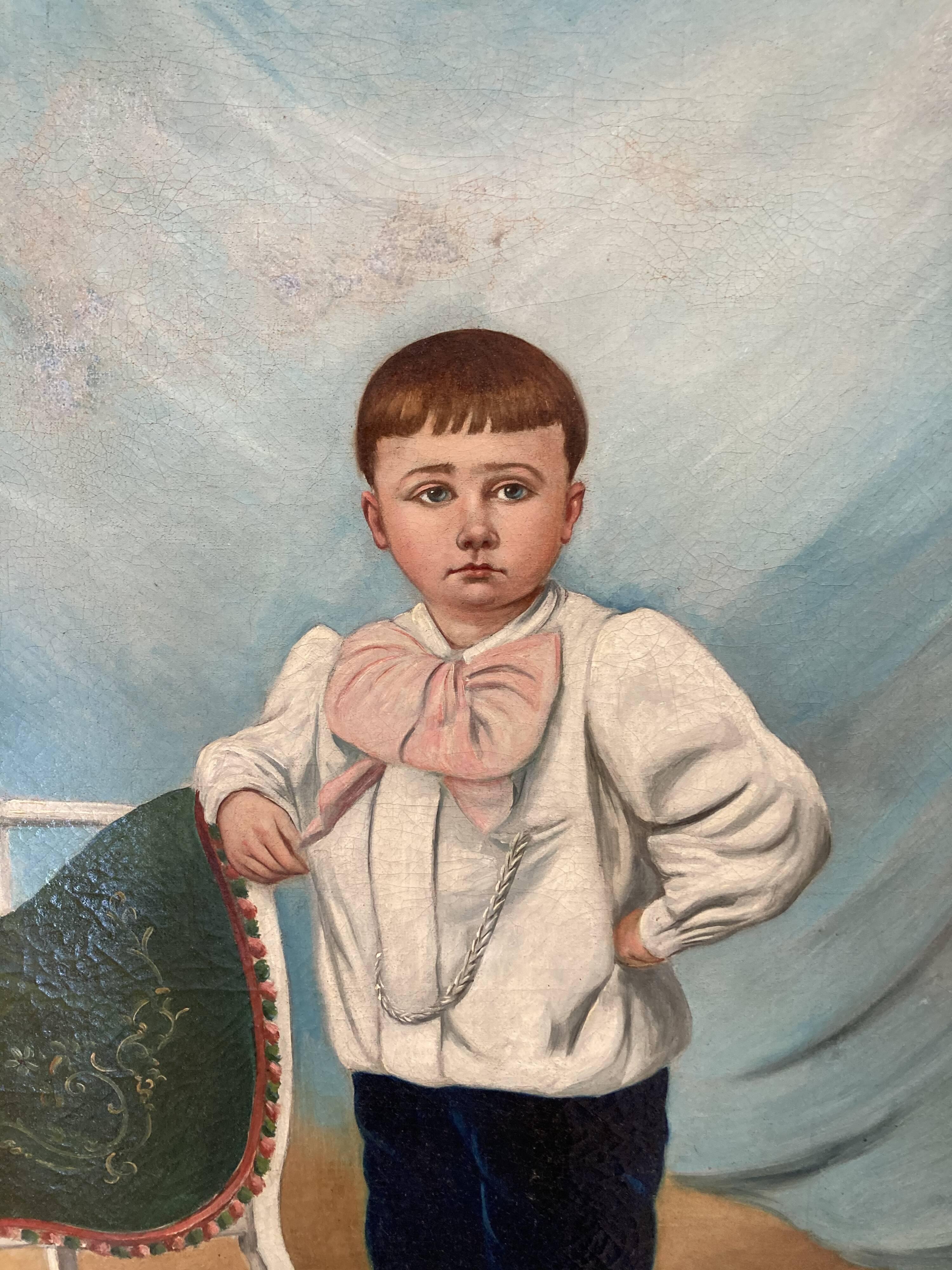 Oil portrait of a young boy