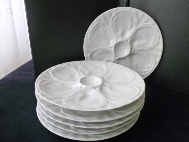 6 Oyster plates Porcelain Pillivuyt