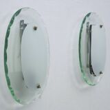 Set of Three Curved Glass Sconces by Cristal Art, Italy, 1960s