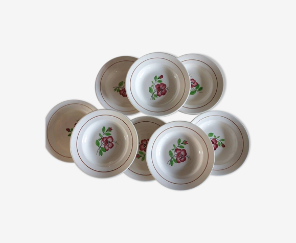 Lot de 8 assiettes creuses manufacture française de Digoin