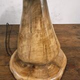 Hand-carved oak table lamp in the shape of a mushroom