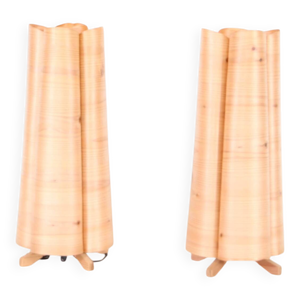 Paire de lampes en bois