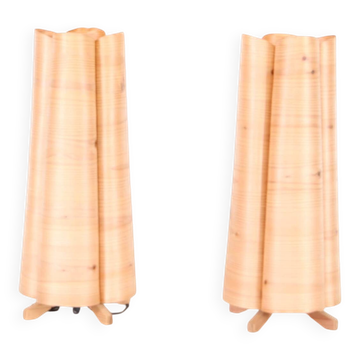 Paire de lampes en bois