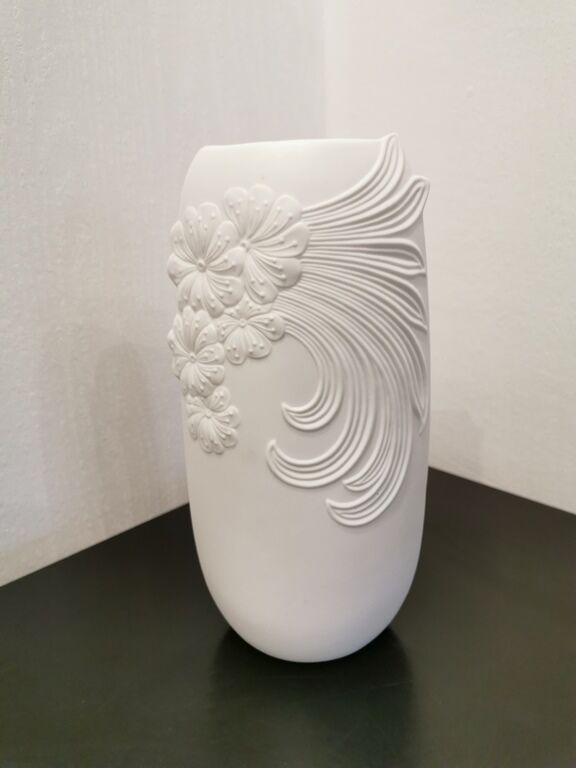 M Frey's white biscuit vase for Kaiser