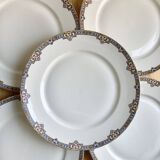 6 assiettes plates porcelaine fine F. Legrand 1920
