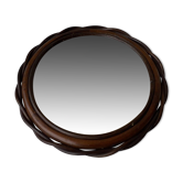 Miroir bois et rotin