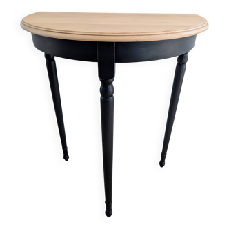 Console demi-lune bois clair & noir