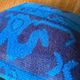 Vessel Motif Rug Cushion, Cobalt Navy Wool, Tribal Kilim Decor 20x20