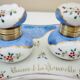 Double antique inkwells in hand-painted porcelain, nineteenth century