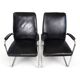 Set of 2 tubular steel Bauhaus Streamline leather armchairs, 1930.