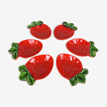 6 coupelles à fraises en céramique