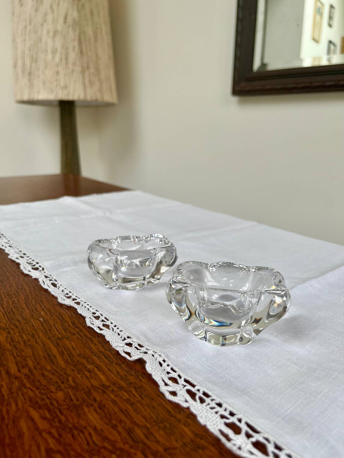 Pair of crystal salt cellars — Daum France
